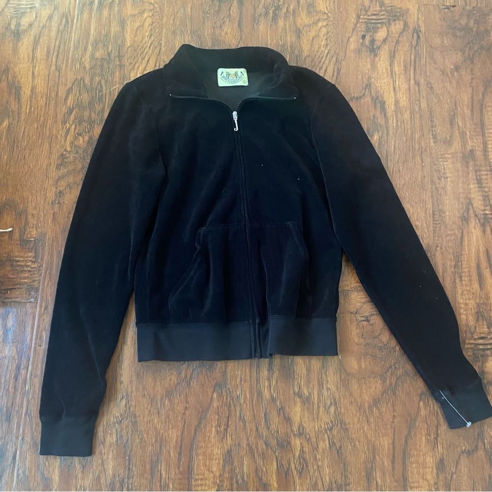 Vintage 2005 juicy couture black terry cloth tracksuit jacket.